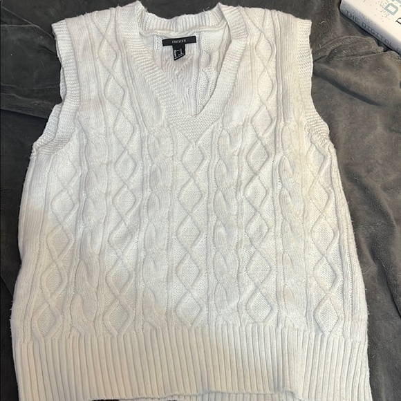 White Cable Knit Sweater Vest - Picture 1 of 3